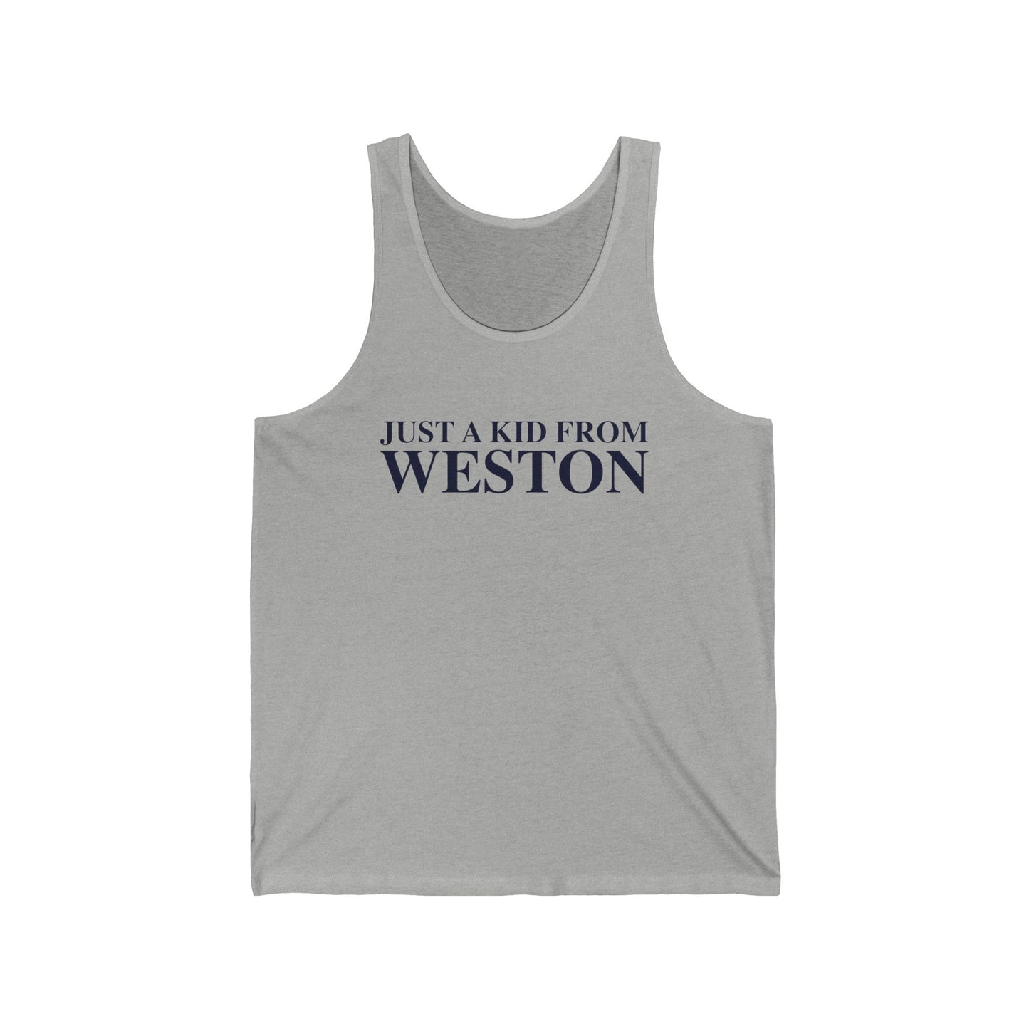 Just a kid from Weston Unisex Jersey Tank Top