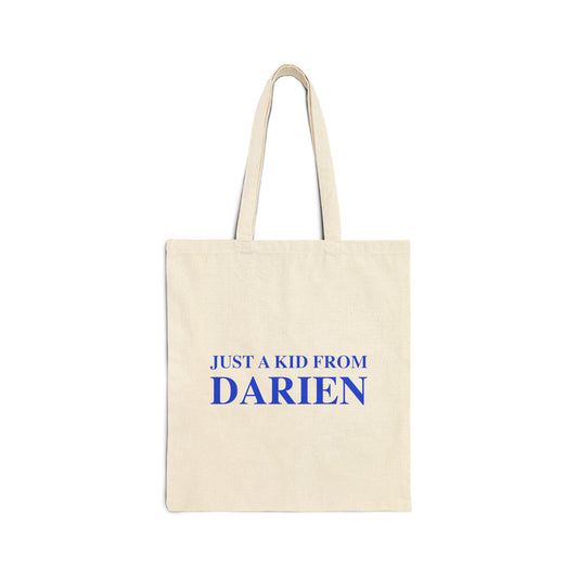 Just a kid from Darien Cotton Canvas Tote Bag