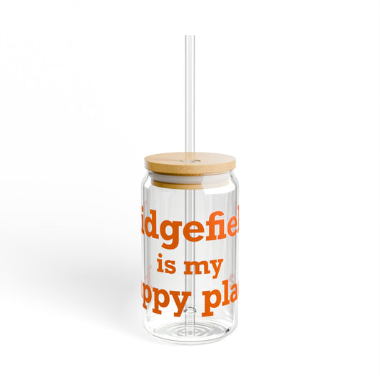 Ridgefield Is My Happy Place Sipper Glass, 16oz