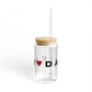 Darien Vision Glass Can with Straw and Lid, 16oz