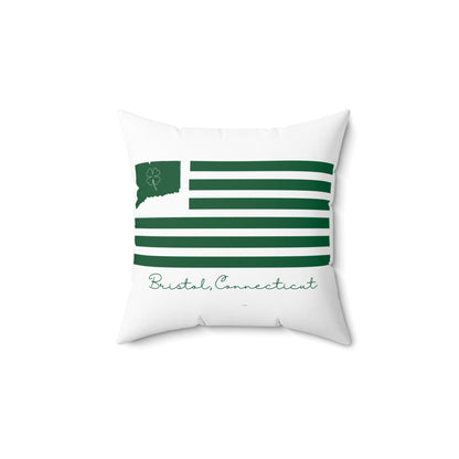 Bristol Connecticut St. Patrick’s Day Flag Spun Polyester Square Pillow