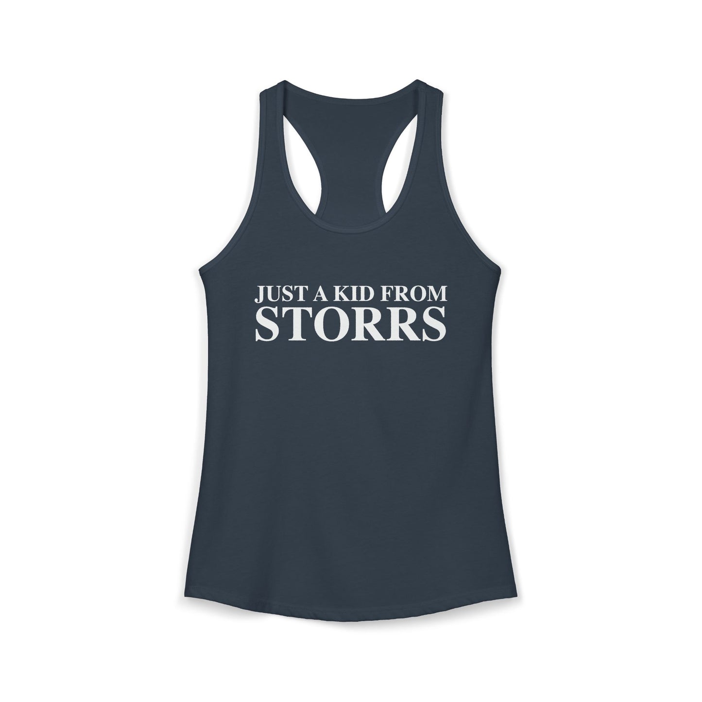 Just a kid from Storrs Women's Ideal Racerback Tank Top