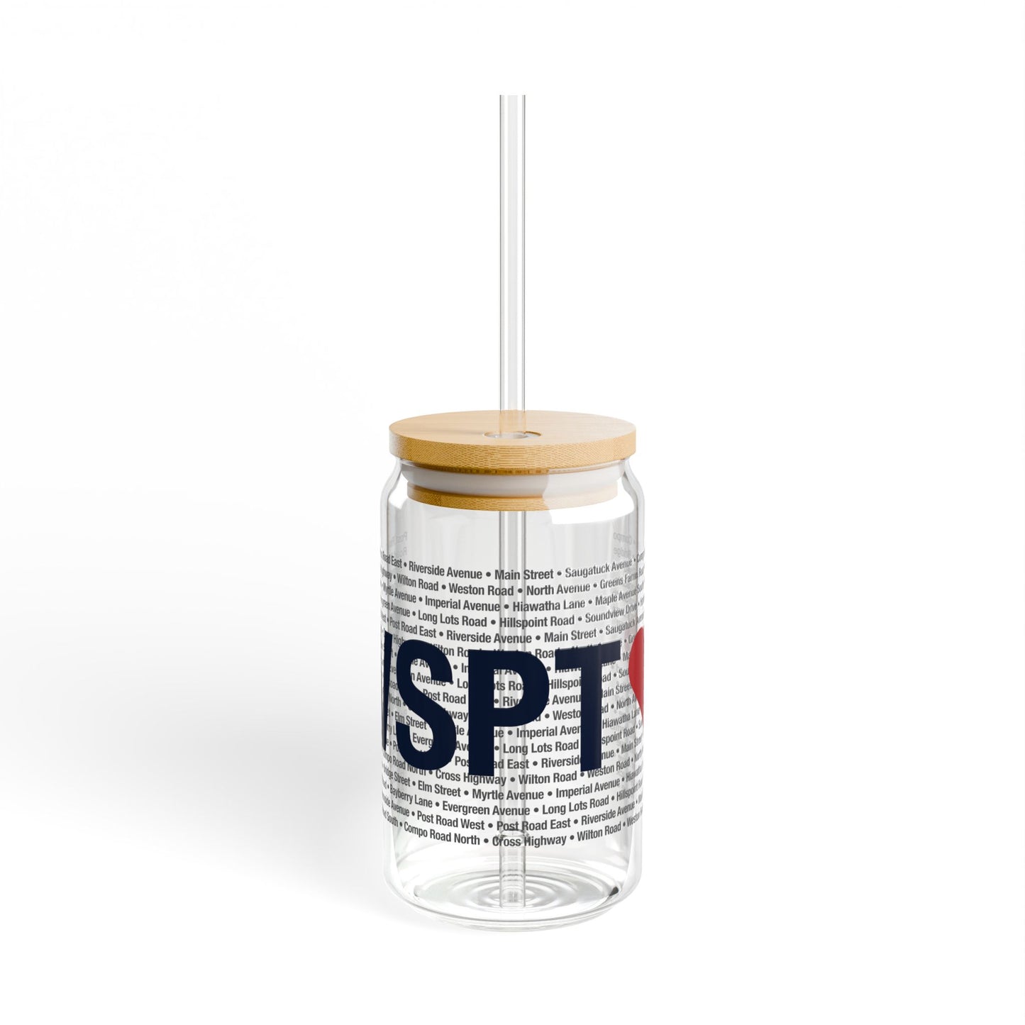 Westport Love Glass Can with Straw and Lid, 16oz