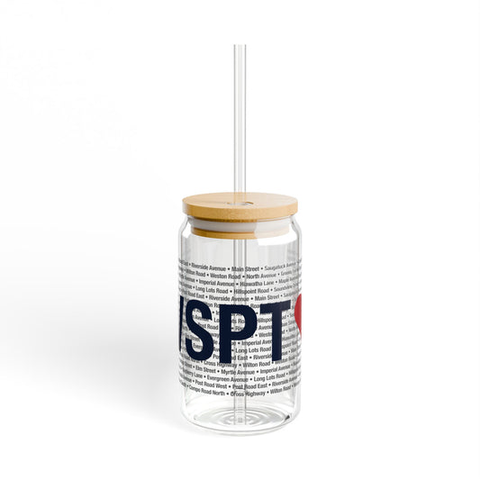 Westport Love Glass Can with Straw and Lid, 16oz