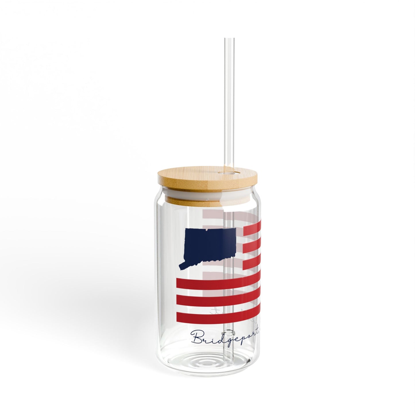 Bridgeport Connecticut Flag Sipper Glass, 16oz