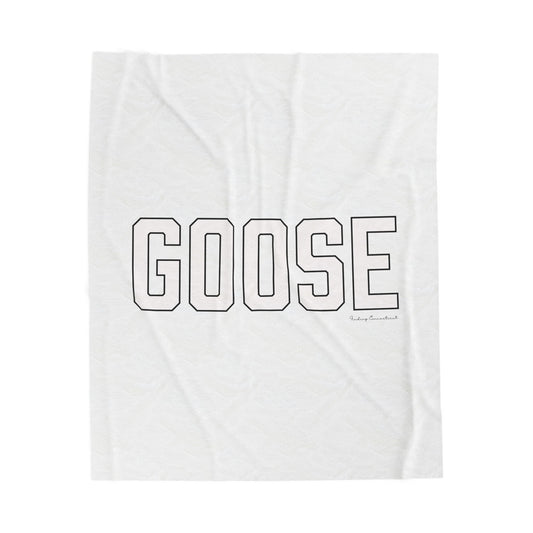 Goose Zip Code White & Black Velveteen Plush Blanket