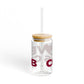 Love Cos Cob Glass Can with Straw and Lid, 16oz