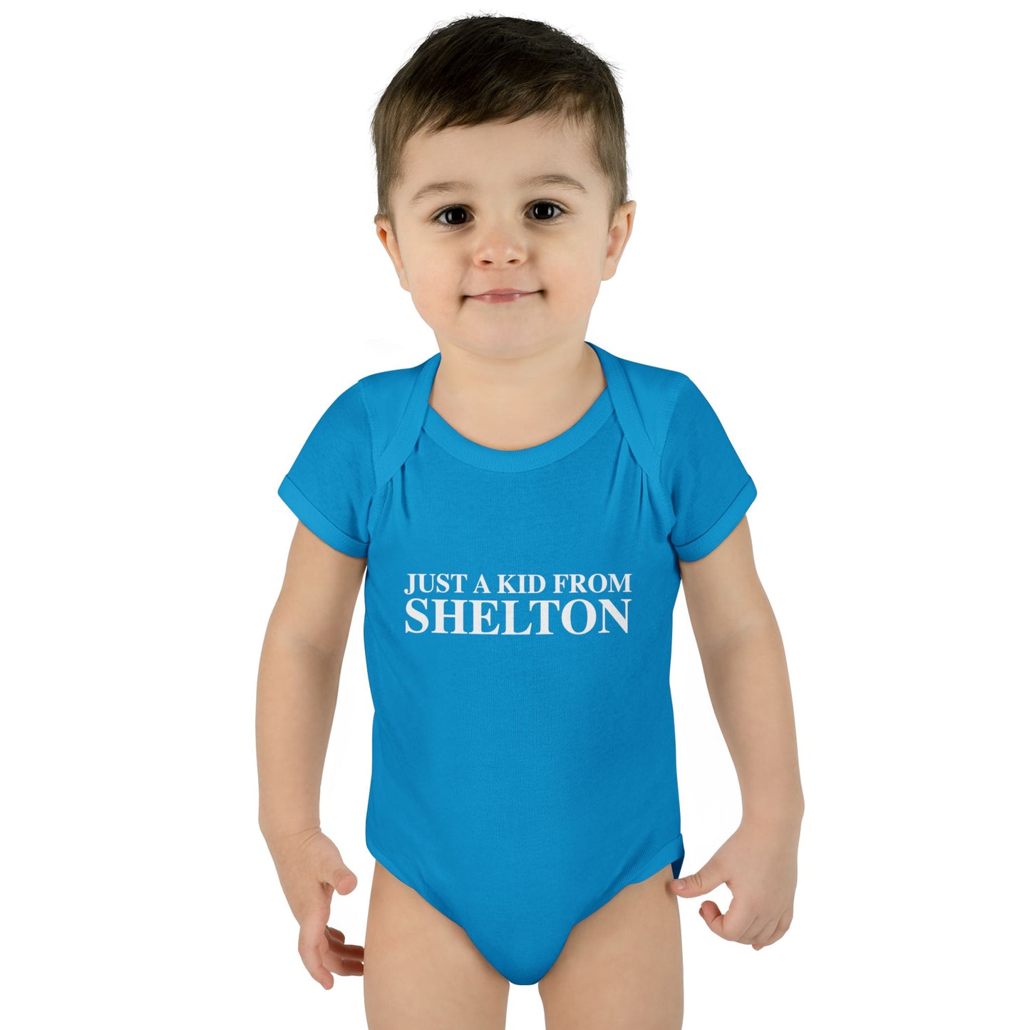 Just a kid from Shelton Infant Baby Rib Bodysuit