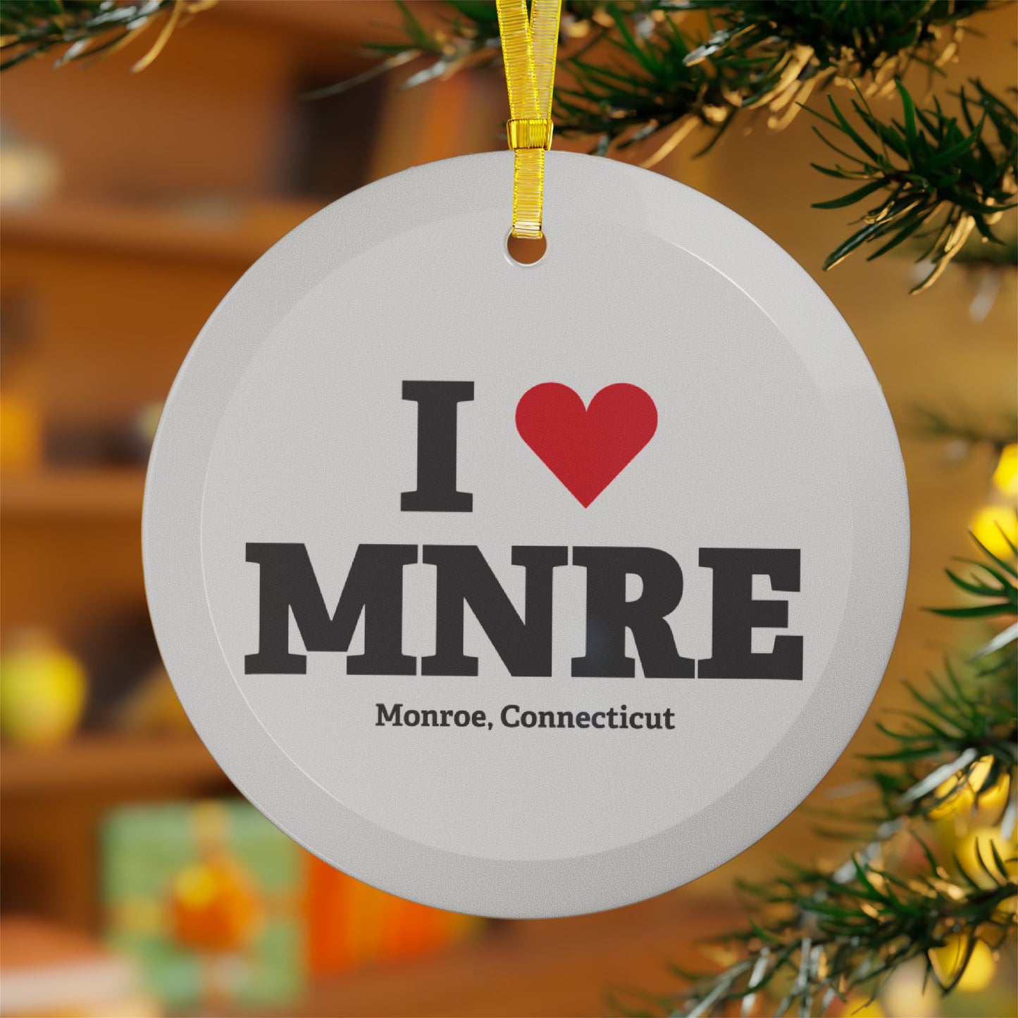 I Heart MNRE Glass Ornaments
