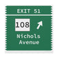 Vintage Merritt Parkway Exit 51 Sign Matte Canvas, Stretched, 1.25"