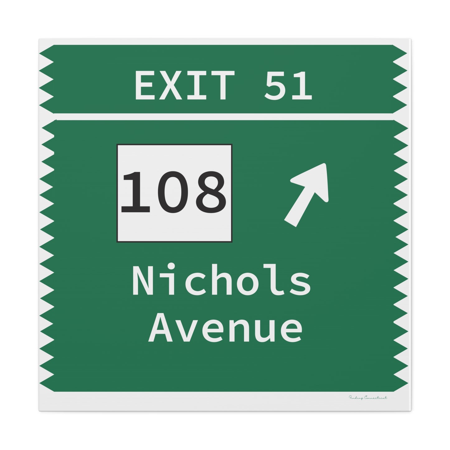 Vintage Merritt Parkway Exit 51 Sign Matte Canvas, Stretched, 1.25"