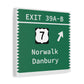 Vintage Merritt Parkway Exit 39 A-B SignMatte Canvas, Stretched, 1.25"
