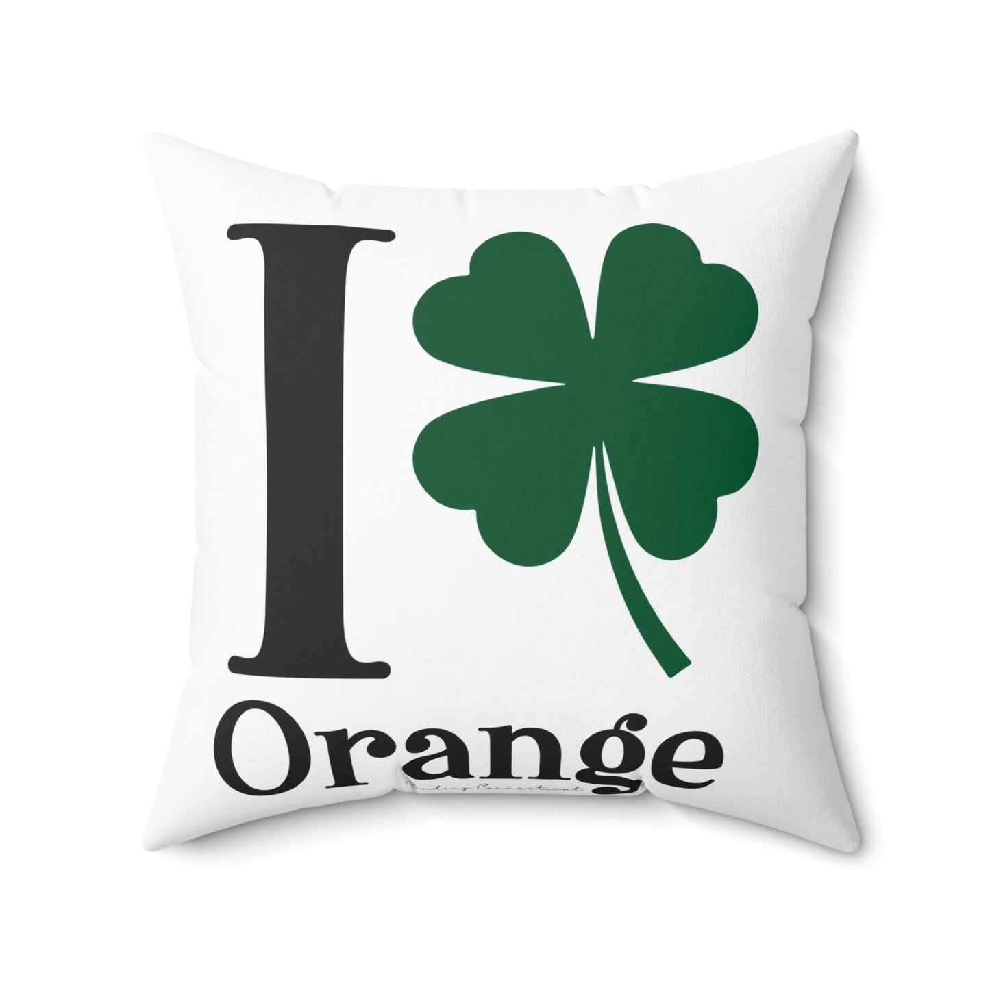 I Clover Orange Spun Polyester Square Pillow