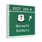 Vintage Merritt Parkway Exit 39 A-B SignMatte Canvas, Stretched, 1.25"