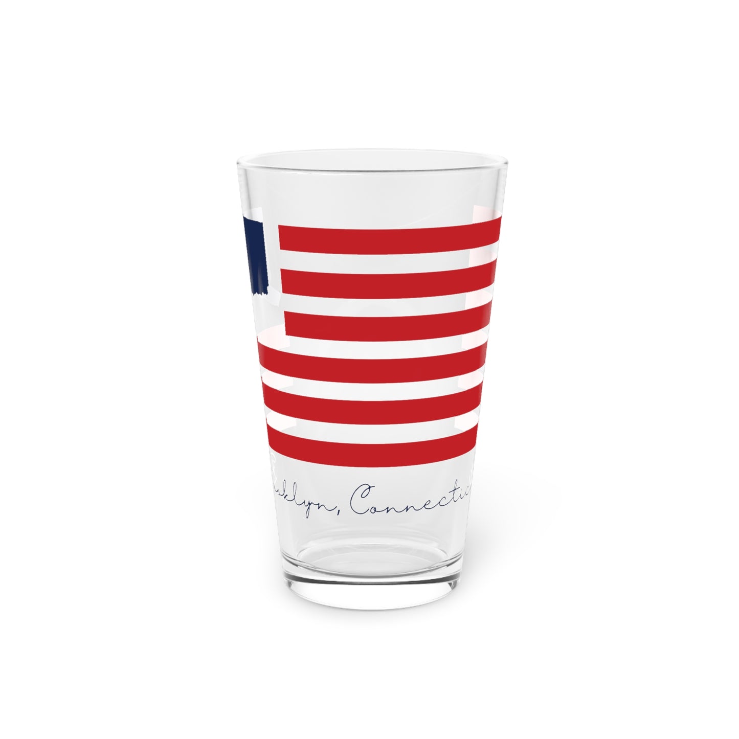 Brooklyn Connecticut Flag Pint Glass, 16oz