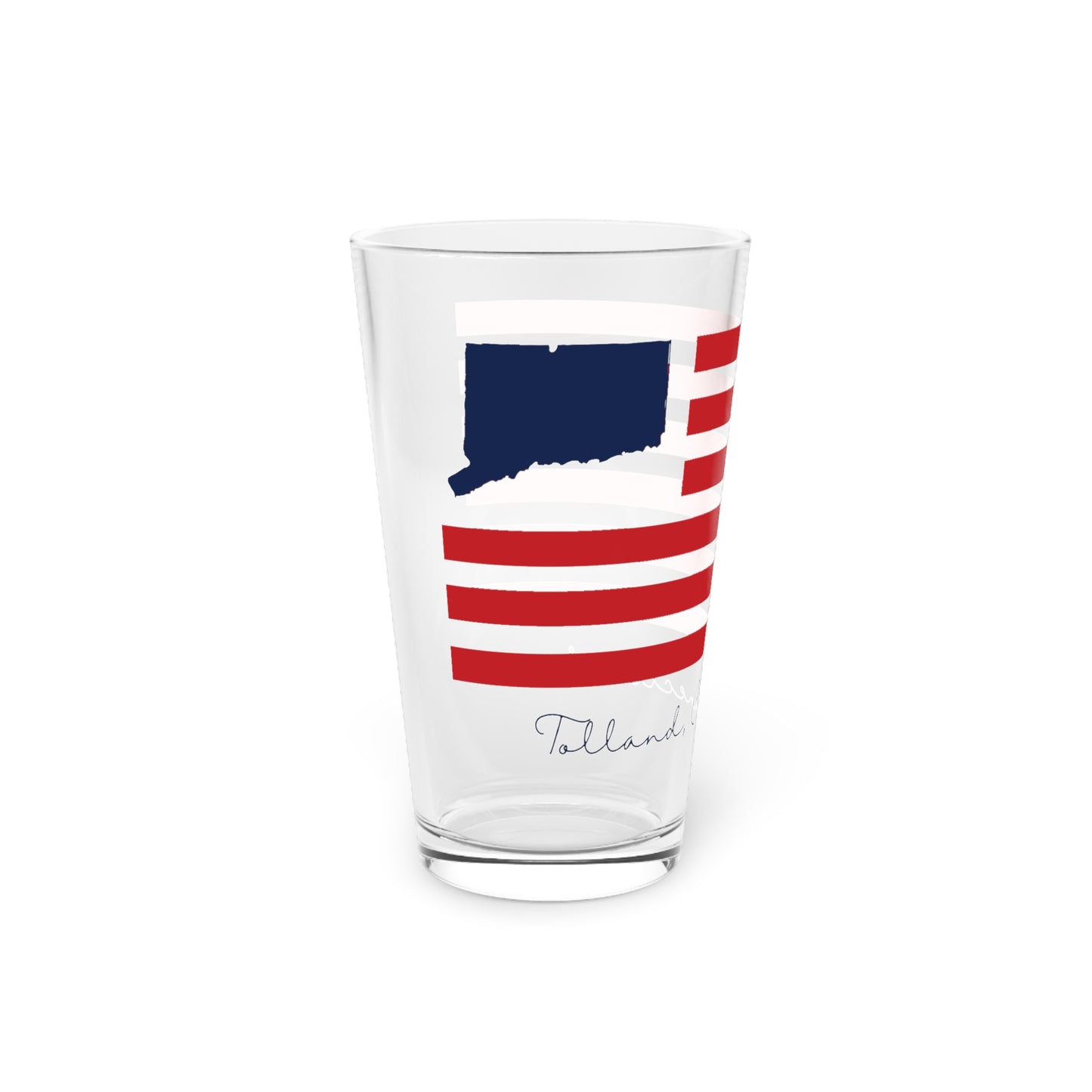 Tolland Connecticut Flag Pint Glass, 16oz
