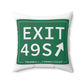 Vintage Exit 49S  Merritt Parkway Sign Spun Polyester Square Pillow
