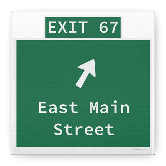 Vintage WCP Exit 67 Sign Matte Canvas, Stretched, 1.25"