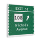 Vintage Merritt Parkway Exit 51 Sign Matte Canvas, Stretched, 1.25"