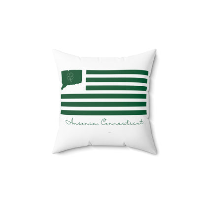 Ansonia Connecticut St. Patrick’s Day Flag Spun Polyester Square Pillow