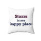 Storrs Is My Happy Place Spun Polyester Square Pillow