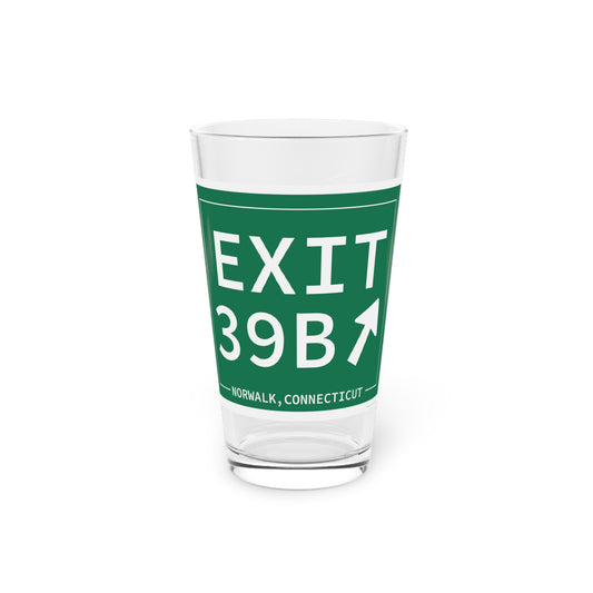 Vintage Exit 39B Merritt Parkway Sign Pint Glass, 16oz