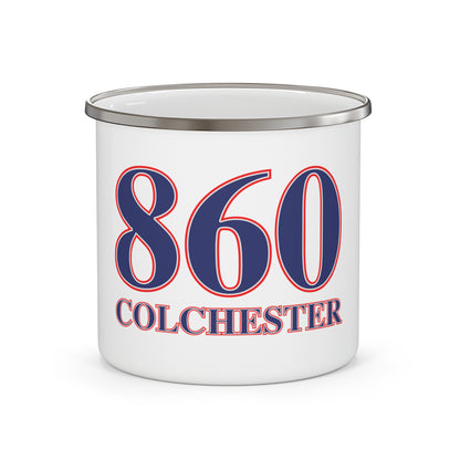 860 Colchester Red, White & Blue Enamel Camping Mug