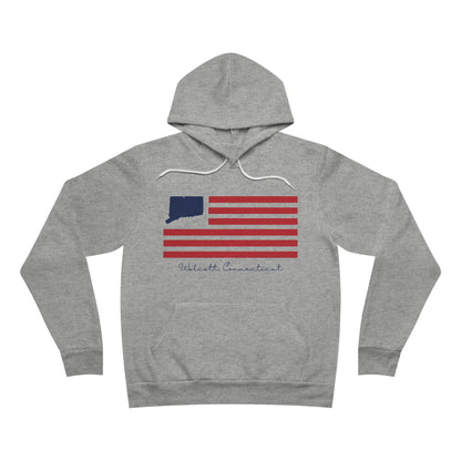 Wolcott Connecticut Flag Unisex Sponge Fleece Pullover Hoodie