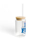 I Heart FFLD Glass Can with Straw and Lid, 16oz
