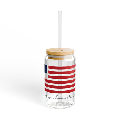 Brooklyn Connecticut Flag Sipper Glass, 16oz