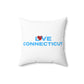 Love Connecticut Spun Polyester Square Pillow