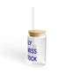 I Really Really Miss Woodstock Glass Can with Straw and Lid, 16oz