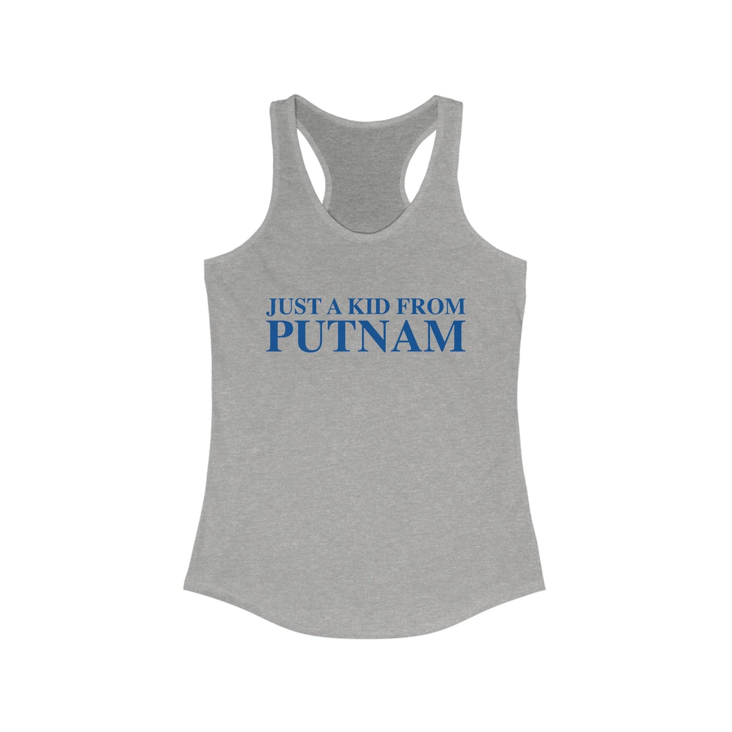 Just a kid from Putnam Women's Ideal Racerback Tank Top