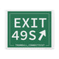 Vintage Exit 49S  Merritt Parkway Sign Matte Canvas, Stretched, 1.25"