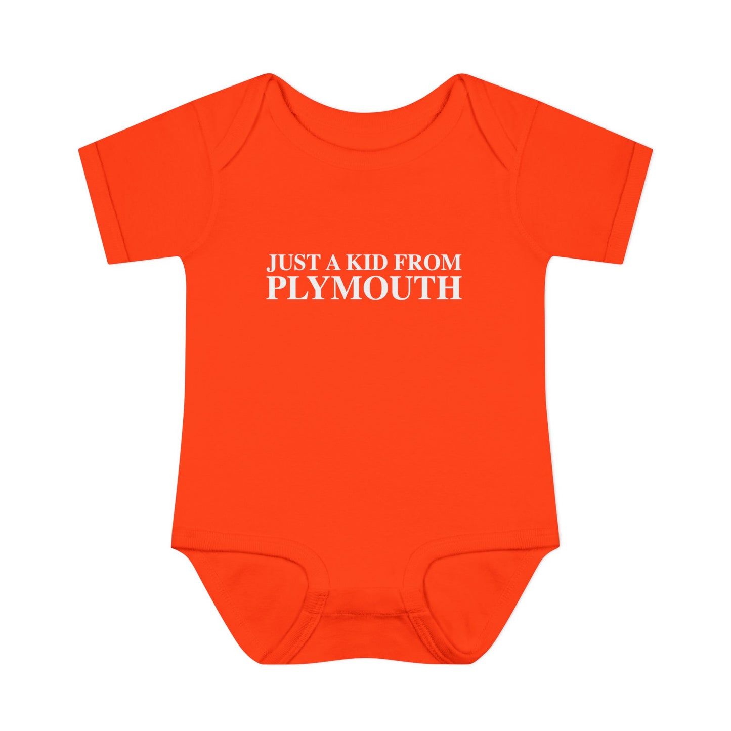 Just a kid from Plymouth Infant Baby Rib Bodysuit