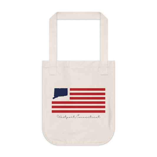 Westport Connecticut Flag Organic Canvas Tote Bag