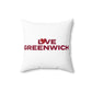 Love Greenwich Spun Polyester Square Pillow