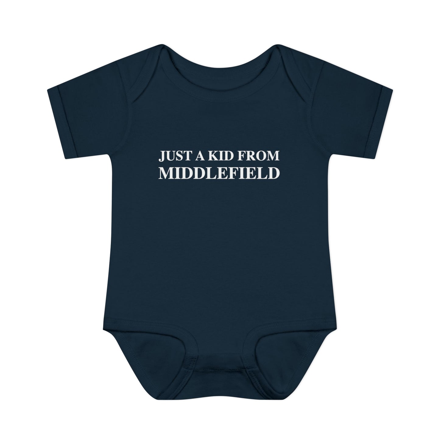 Just a kid from Middlefield Infant Baby Rib Bodysuit