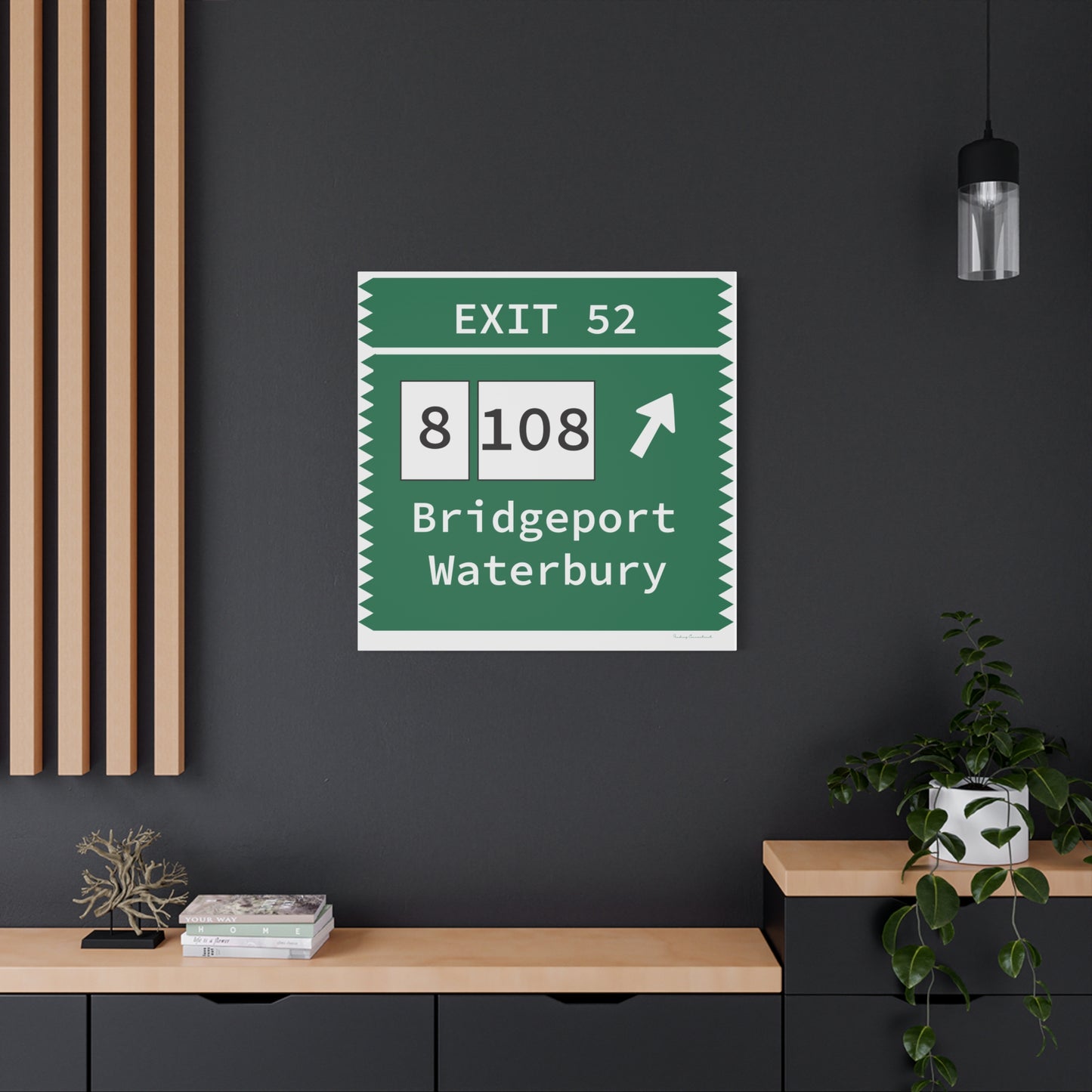 Vintage Merritt Parkway Exit 52 Sign Matte Canvas, Stretched, 1.25"