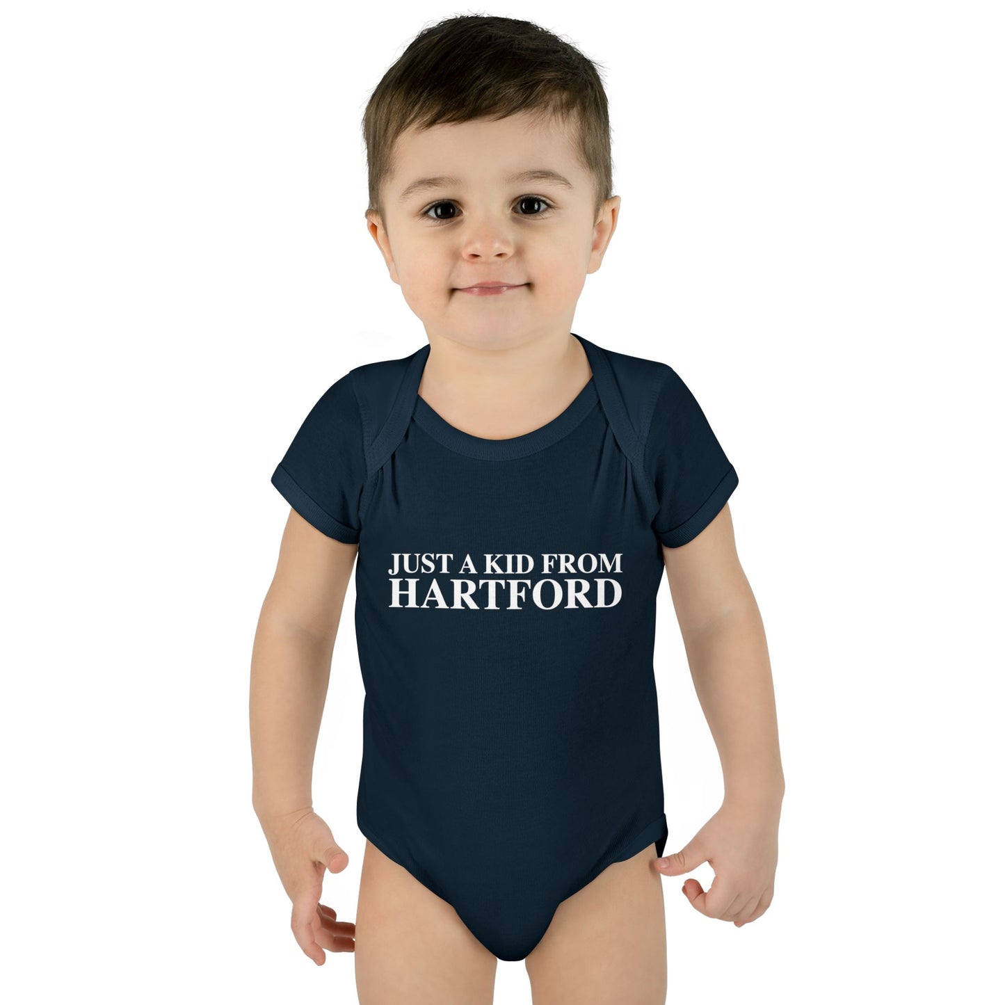 Just a kid from Hartford Infant Baby Rib Bodysuit