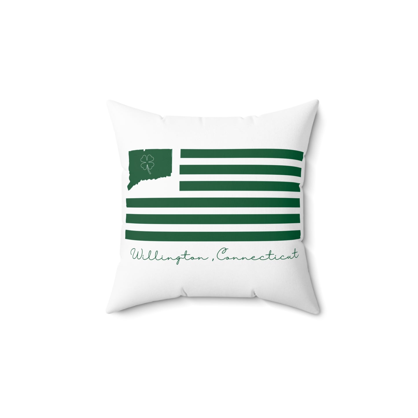 Willington Connecticut St. Patrick’s Day Flag Spun Polyester Square Pillow
