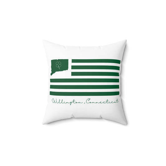 Willington Connecticut St. Patrick’s Day Flag Spun Polyester Square Pillow
