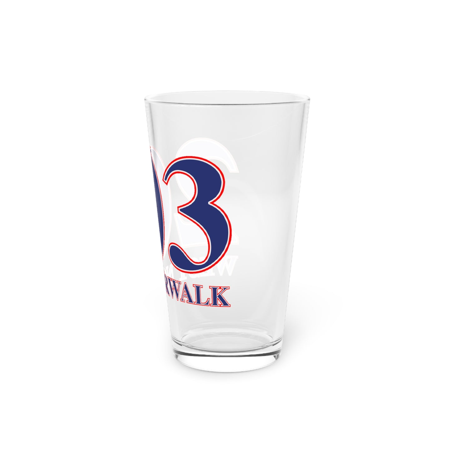 203 West Norwalk, Red, White & Blue Pint Glass, 16oz