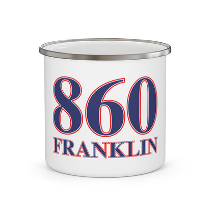 860 Franklin Red, White & Blue Enamel Camping Mug