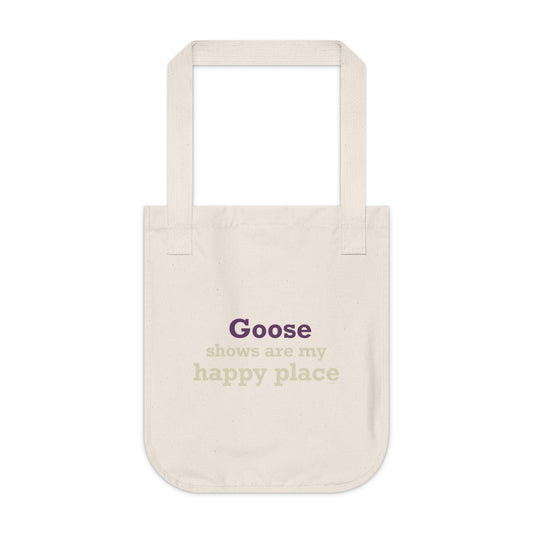Goose Shows Are My Happy Place - Cream & Purple Organic Canvas Tote Bag