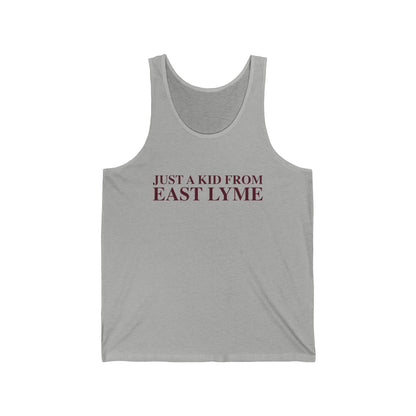 Just a kid from East Lyme Unisex Jersey Tank Top