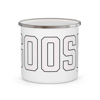Goose Zip Code White & Black Enamel Camping Mug