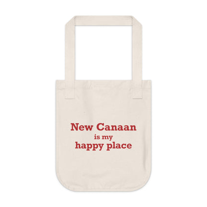 New Canaan Is My Happy Place Organic Canvas Tote Bag