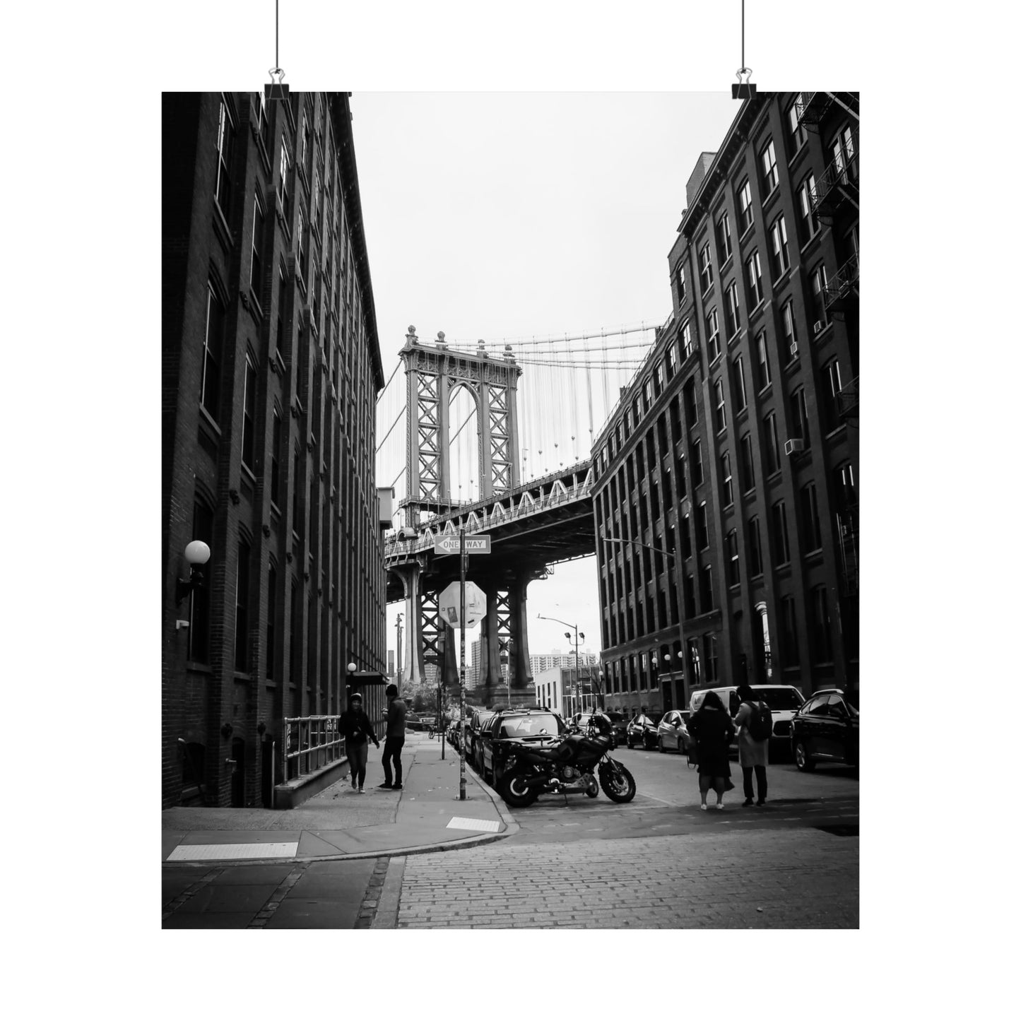 Manhattan Bridge Black and White Matte Vertical Posters