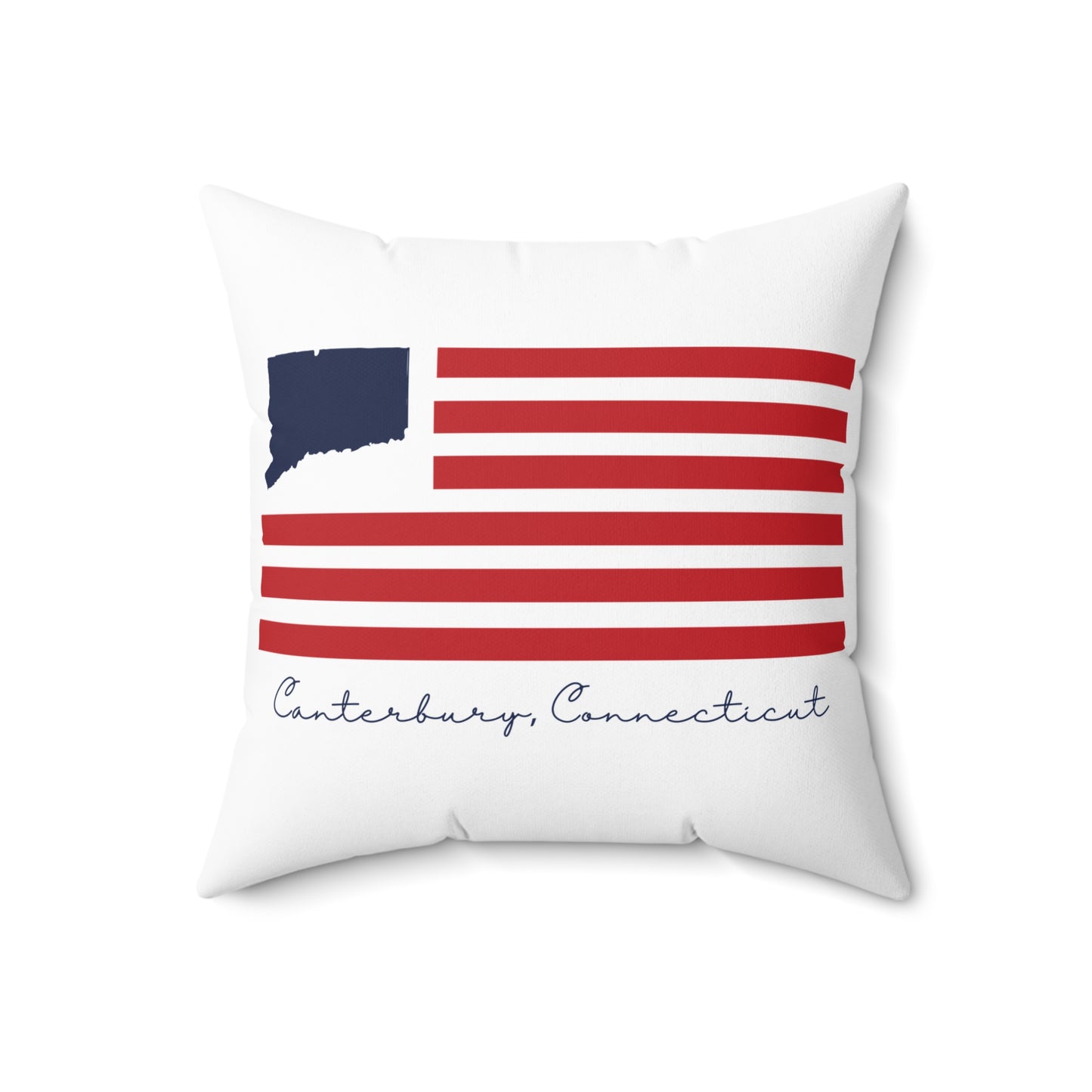 Canterbury Connecticut Flag  Spun Polyester Square Pillow